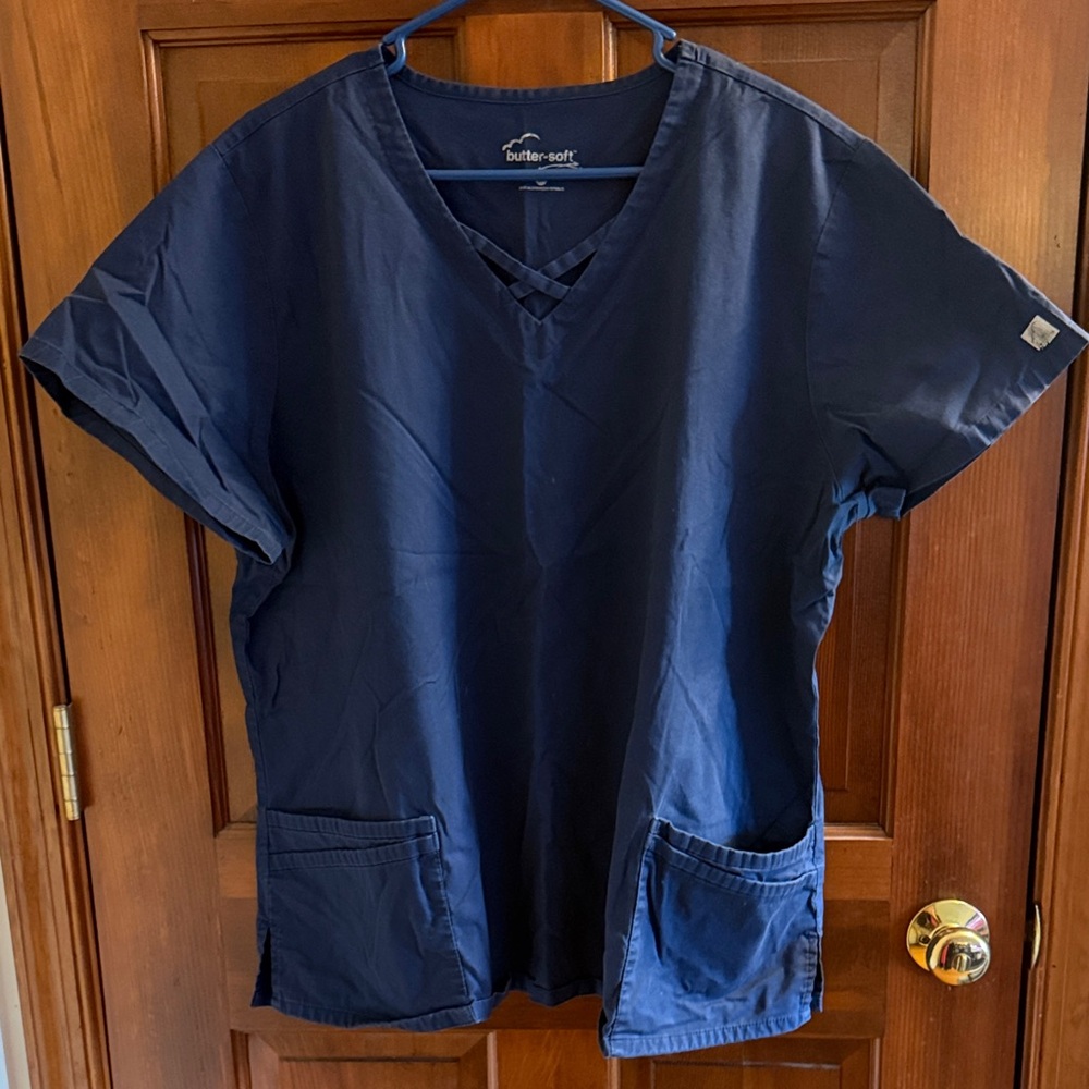 Butter Women's Navy V-Neck Top